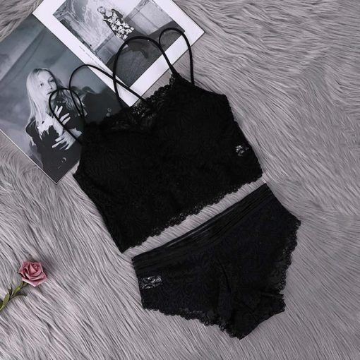 Alternative view of Women Non Pushup Lace Style Padded Bra and Panty Set Black-LSPB