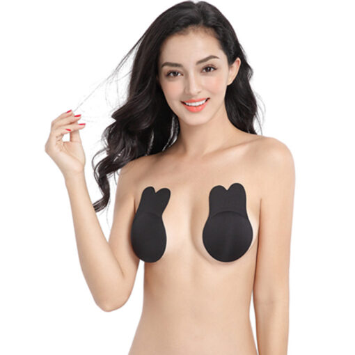 Premium Rabbit Ears Lifting Breast Stickers Breathable Big Breast Lift Invisible Nipple Stickers - Black