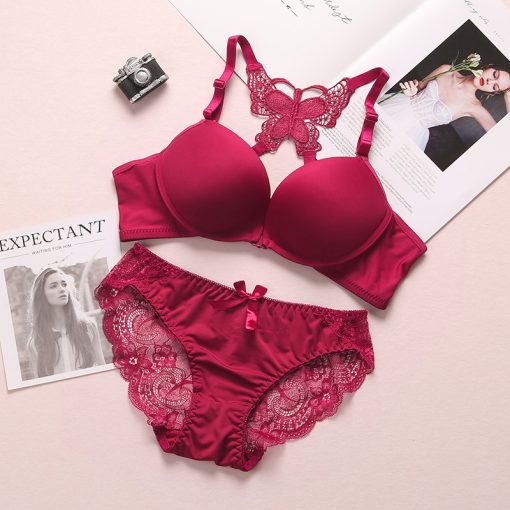 Women styles Push up Bra panty set /Lingerie set / Lace Bra Panties - Maroon