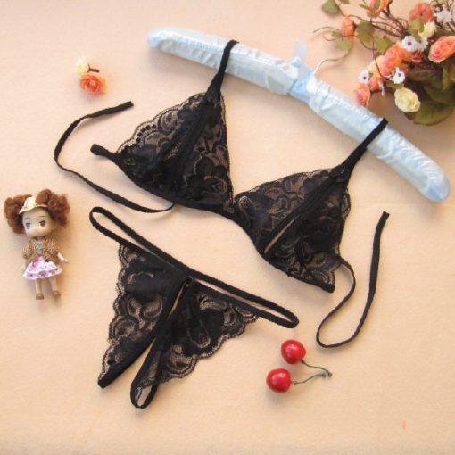 Alternative view of Premium Quality Transaprent Bra Panty Bikini Set Black