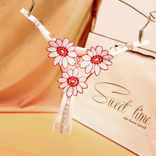 Three flower made in china thong white panty
