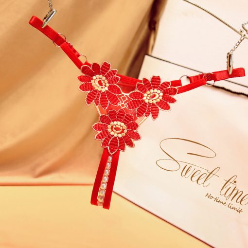 Three flower made in china thong red panty