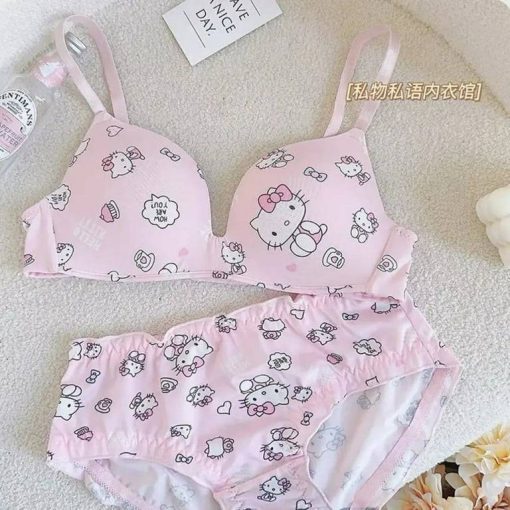Premium Quality Cute Kitty comfortable Bra Panty Set Pink-KCBP