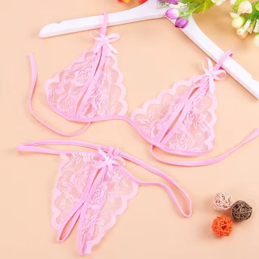 Premium Quality Transaprent Bra Panty Bikini Set Pink