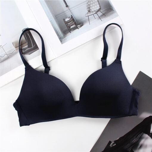 Thin steel ring bra thin small bra one-piece comfortable girl Blue-CGM