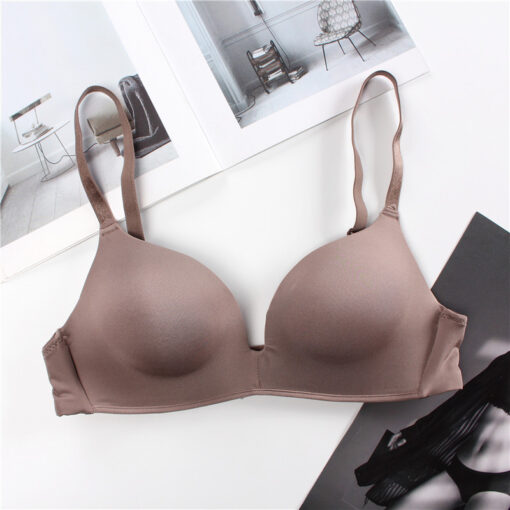 Thin steel ring bra thin small bra one-piece comfortable girl Brown-CGM