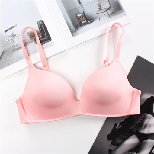 Thin steel ring bra thin small bra one-piece comfortable girl Pink-CGM
