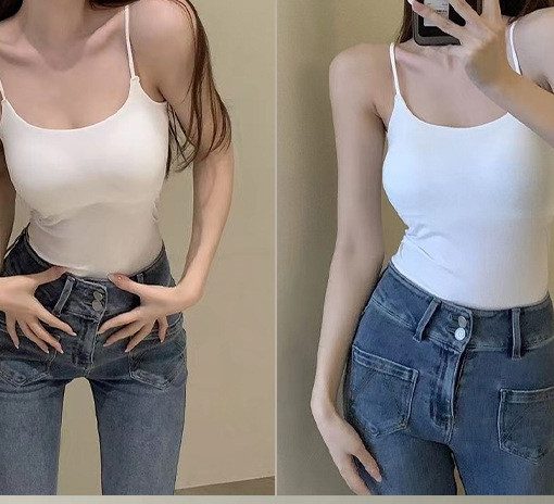 Alternative view of Premium Slimming And Versatile Fixed Chest Pad Chest Wrap Seamless Casual Top White-SCT