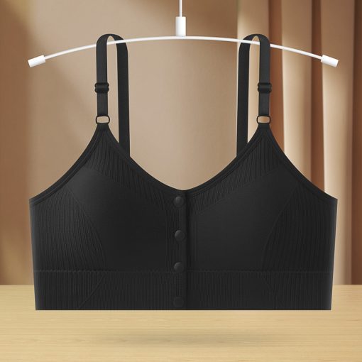 New Front Button Style Hot Girl Sexy Adjustable Shoulder Straps Beautiful Tube Top Bra Black-BTT