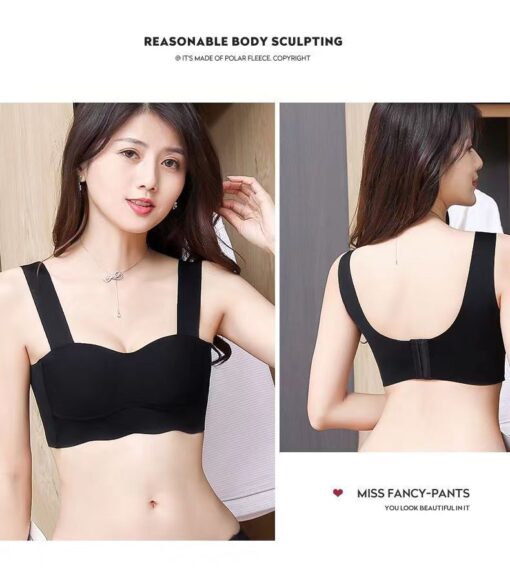 Premium seamless tube top bra small chest gathered thin beautiful bra Black-TBB