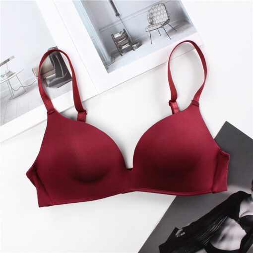 Thin steel ring bra thin small bra one-piece comfortable girl Maroon-CGM
