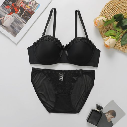 Alternative view of Premium Quality Spandex Women Bra Panty Lingerie Set Black-BPLS
