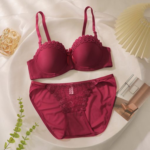 Premium Quality Spandex Women Bra Panty Lingerie Set Red-BPLS