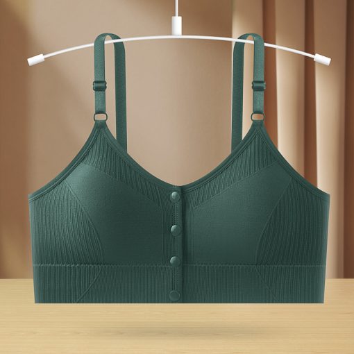 New Front Button Style Hot Girl Sexy Adjustable Shoulder Straps Beautiful Tube Top Bra Green-BTT