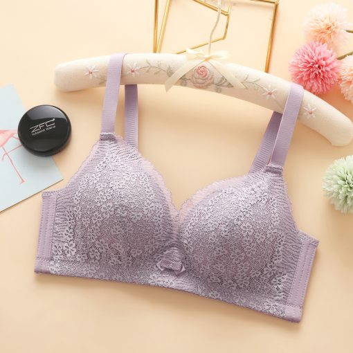 Summer New Lace Skin-friendly Thin Traditional Cotton Comfortable Bra Gray-CCB