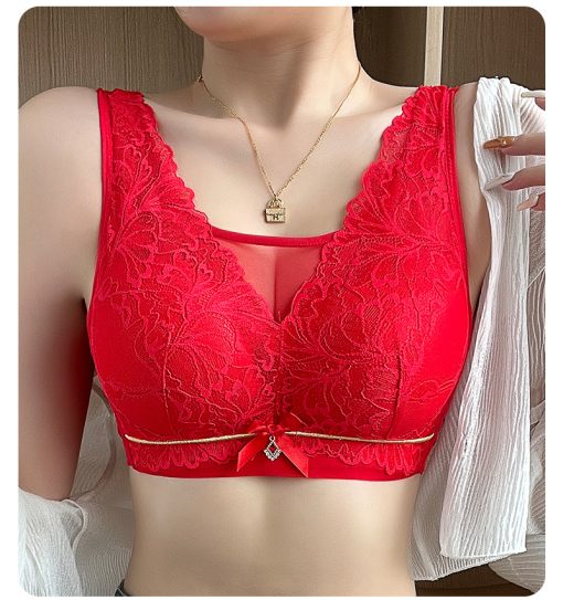 Premium Quality Summar Vest Full Thin Adjustment Thin Cup Bra Red-TATP