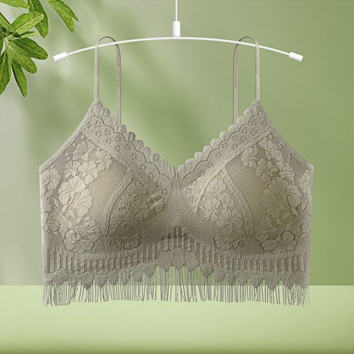 New Tassel Lace beautiful Back Wrapped Spicy Hanging Early Autumn Fixed Tube Tops Bra-AFT