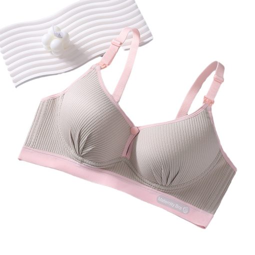 China New Gathers and Prevents Sagging Thin Cotton Front Opening Buckle Bra Gray-FOBB