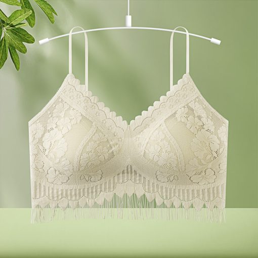 New Tassel Lace beautiful Back Wrapped Spicy Hanging Early Autumn Fixed Tube Tops Bra-AFT