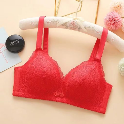 Summer New Lace Skin-friendly Thin Traditional Cotton Comfortable Bra RED-CCB