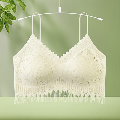 New Tassel Lace beautiful Back Wrapped Spicy Hanging Early Autumn Fixed Tube Tops Bra-AFT