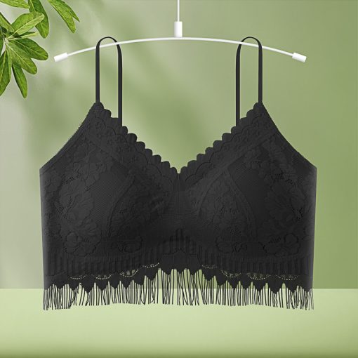 New Tassel Lace beautiful Back Wrapped Spicy Hanging Early Autumn Fixed Tube Tops Bra-AFT