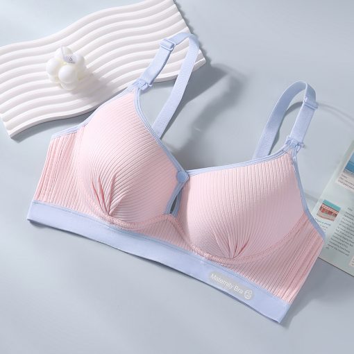 China New Gathers and Prevents Sagging Thin Cotton Front Opening Buckle Bra Pink-FOBB