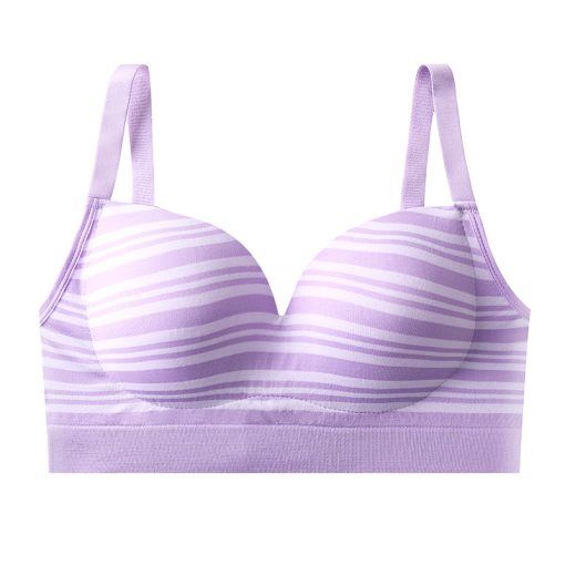New Cross-border Thin No Steel Ring Comfortable Fixed Cup Bra Purple-CFC