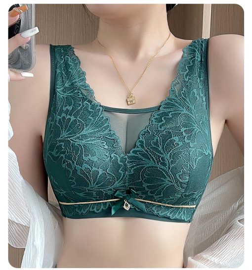 Premium Quality Summar Vest Full Thin Adjustment Thin Cup Bra Green-TATP