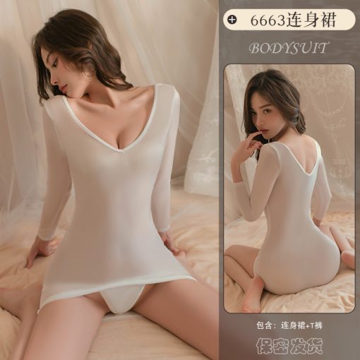Premium Quality Sexy Women Tight Hip Skirt Uniform Night Dress White-UND
