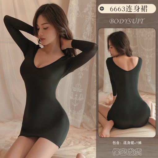 Premium Quality Sexy Women Tight Hip Skirt Uniform Night Dress BLK-UND