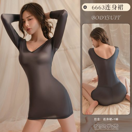 Premium Quality Sexy Women Tight Hip Skirt Uniform Night Dress Gray-UND