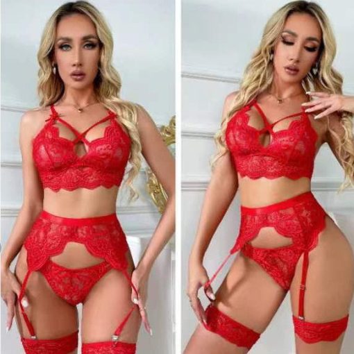 China  sexy lingerie set Red-RUT