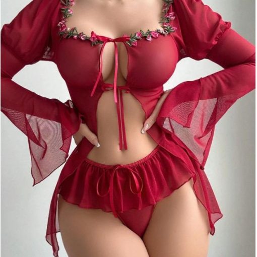 New China Long- sleeved Sunscreen Flower Sexy Suit -FSS