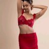 New 3 Piece Lingerie Set Red -N29