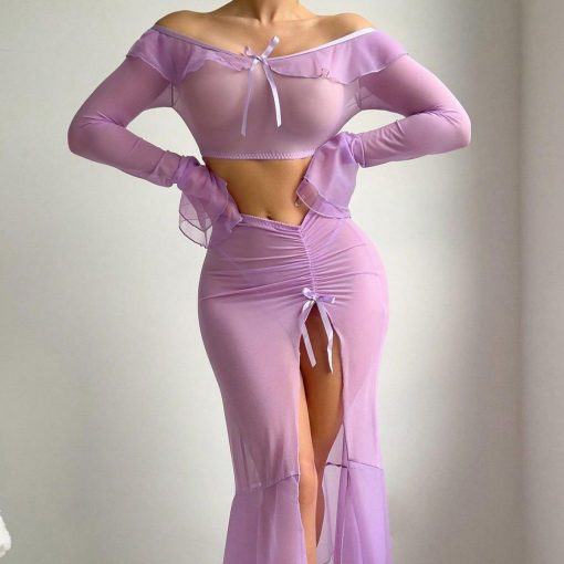 Alternative view of New 3 Part Long Nightwear Lavender - N 31